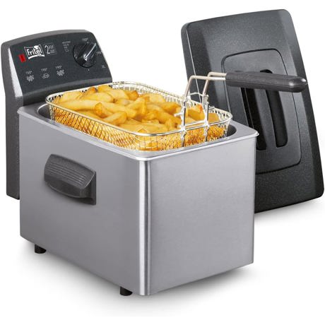 Friteusa Fritel SF 4150, Turbo, 2400 W, 3L, Termostat reglabil 150° - 190°C, Argintiu-Negru